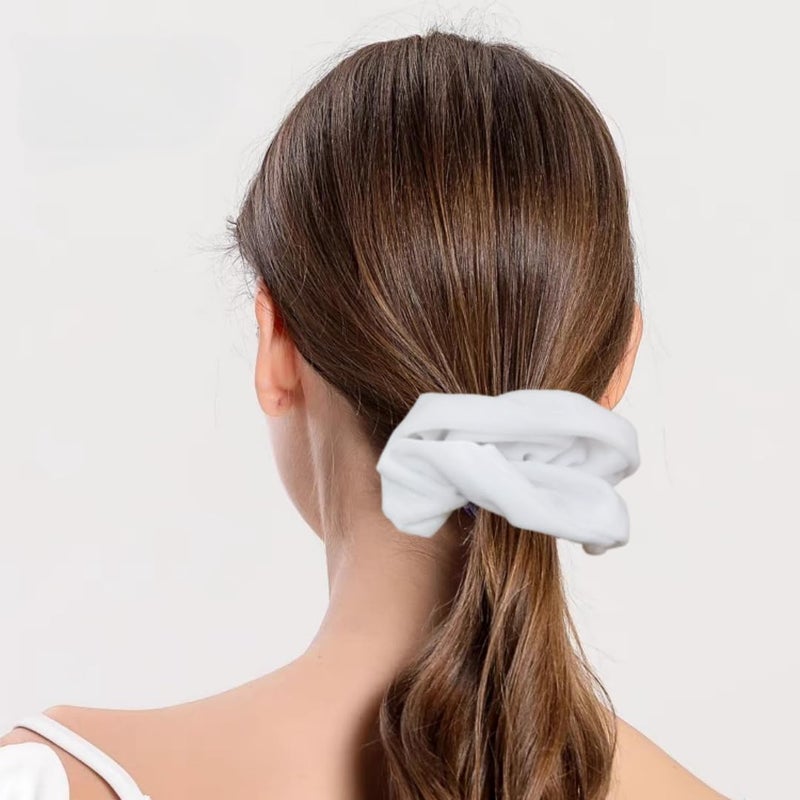 PIDOUDOU 2 Pcs Large Size White Color Scrunchies for Women Hair Elastic Bands - Image 3